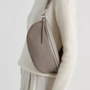 Quince Italian Pebbled Leather Sling Bag in Mink NWT